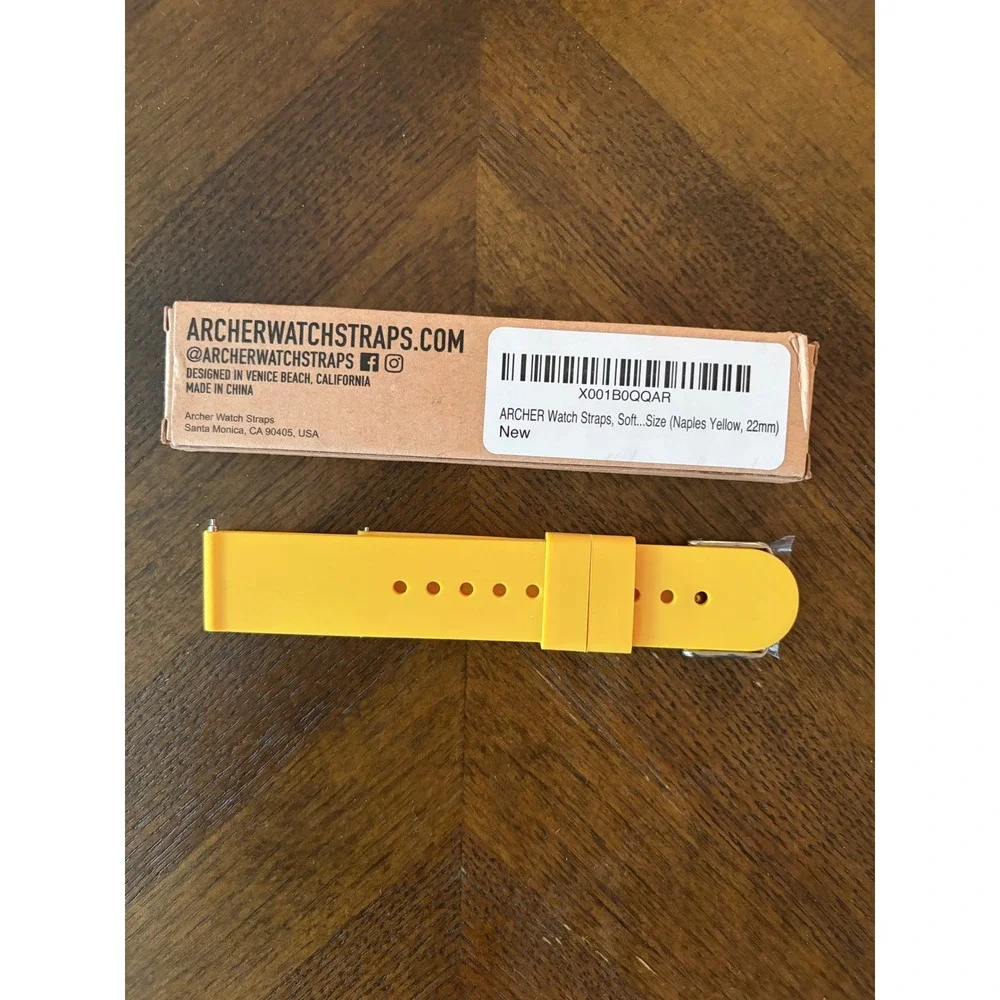 Archer Watch Strap 22mm Naples Yellow Soft Silicone Quick Release Band NEW